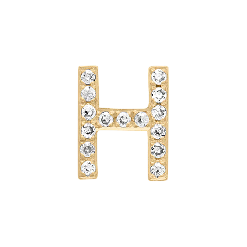 White Diamond + 14k Yellow Gold Letter Charm - Image 8