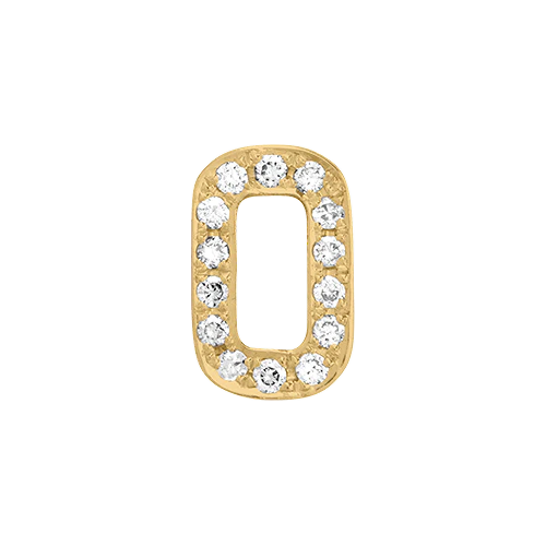 White Diamond + 14k Yellow Gold Number Charm