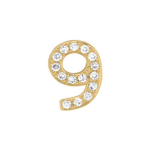 White Diamond + 14k Yellow Gold Number Charm - Image 10