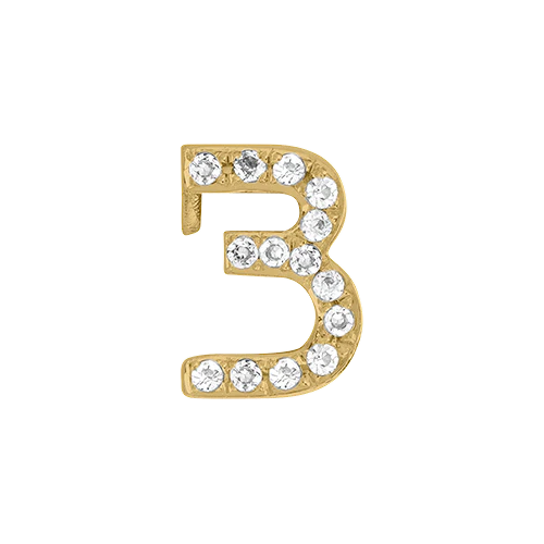 White Diamond + 14k Yellow Gold Number Charm - Image 4