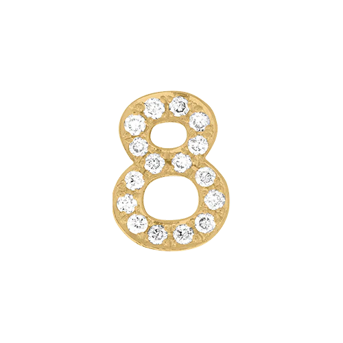 White Diamond + 14k Yellow Gold Number Charm - Image 9