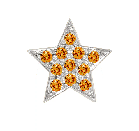 White Gold, Orange Sapphire Charm Bead - Image 8
