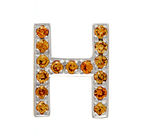 White Gold, Orange Sapphire Letter Bead - Image 10