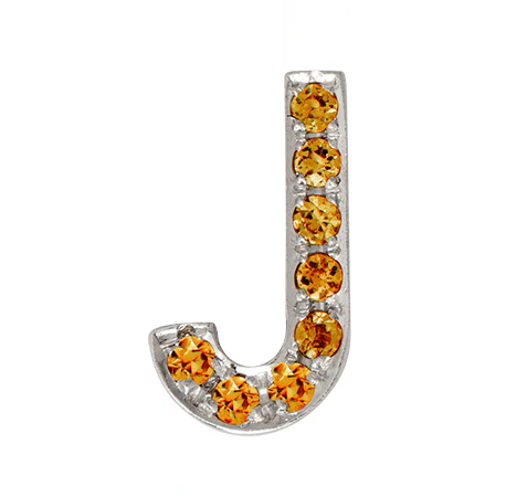 White Gold, Orange Sapphire Letter Bead - Image 12