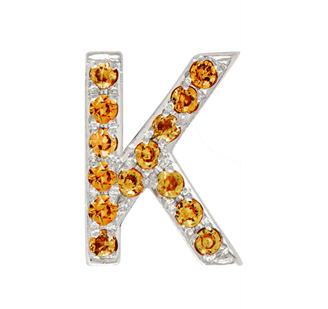 White Gold, Orange Sapphire Letter Bead - Image 13