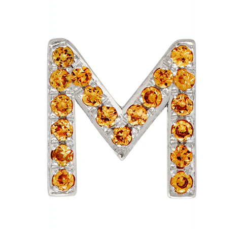 White Gold, Orange Sapphire Letter Bead - Image 15