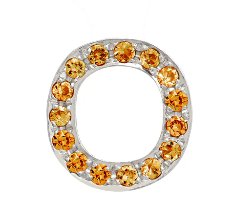 White Gold, Orange Sapphire Letter Bead - Image 17