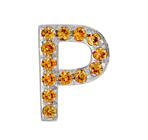 White Gold, Orange Sapphire Letter Bead - Image 18