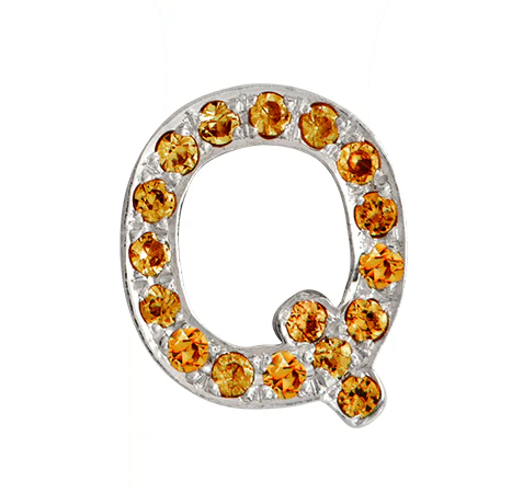 White Gold, Orange Sapphire Letter Bead - Image 19