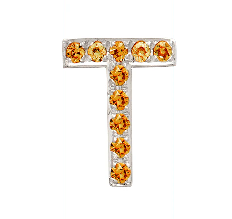White Gold, Orange Sapphire Letter Bead - Image 22