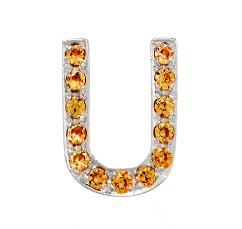 White Gold, Orange Sapphire Letter Bead - Image 23