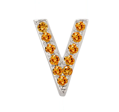 White Gold, Orange Sapphire Letter Bead - Image 24