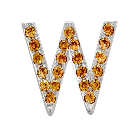 White Gold, Orange Sapphire Letter Bead - Image 25