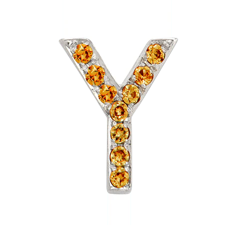 White Gold, Orange Sapphire Letter Bead - Image 27