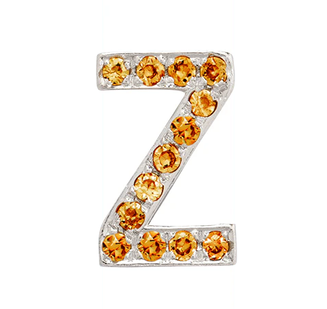 White Gold, Orange Sapphire Letter Bead - Image 28