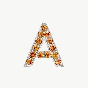 White Gold, Orange Sapphire Letter Bead - Image 29