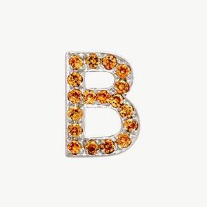 White Gold, Orange Sapphire Letter Bead - Image 30