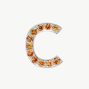 White Gold, Orange Sapphire Letter Bead - Image 31