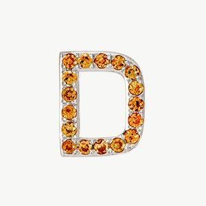 White Gold, Orange Sapphire Letter Bead - Image 32