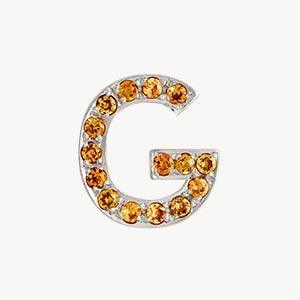 White Gold, Orange Sapphire Letter Bead - Image 35