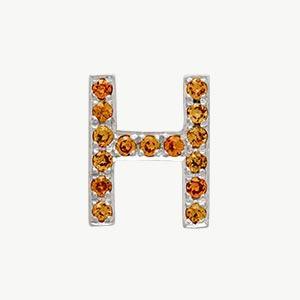 White Gold, Orange Sapphire Letter Bead - Image 36