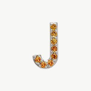 White Gold, Orange Sapphire Letter Bead - Image 38