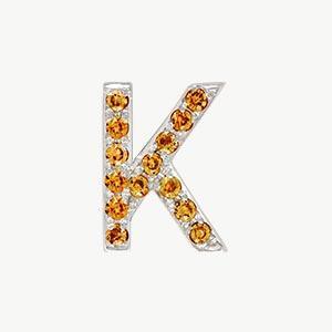 White Gold, Orange Sapphire Letter Bead - Image 39