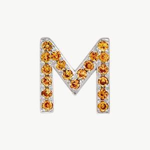 White Gold, Orange Sapphire Letter Bead - Image 41