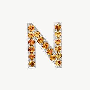 White Gold, Orange Sapphire Letter Bead - Image 42