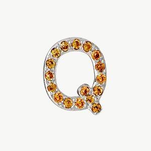 White Gold, Orange Sapphire Letter Bead - Image 45
