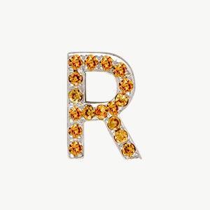 White Gold, Orange Sapphire Letter Bead - Image 46