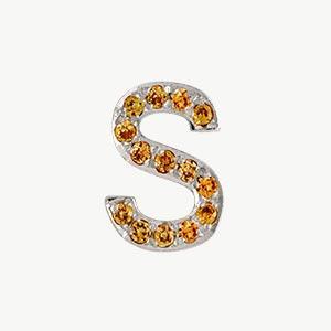 White Gold, Orange Sapphire Letter Bead - Image 47