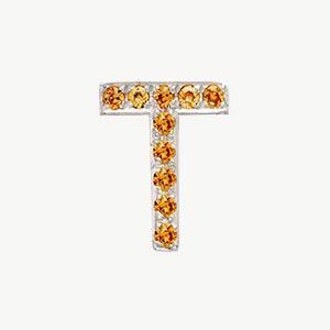 White Gold, Orange Sapphire Letter Bead - Image 48