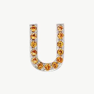 White Gold, Orange Sapphire Letter Bead - Image 49