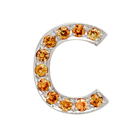 White Gold, Orange Sapphire Letter Bead - Image 5