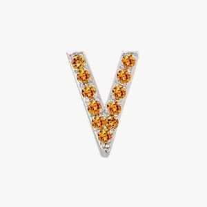 White Gold, Orange Sapphire Letter Bead - Image 50
