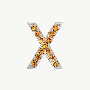 White Gold, Orange Sapphire Letter Bead - Image 52