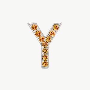White Gold, Orange Sapphire Letter Bead - Image 53