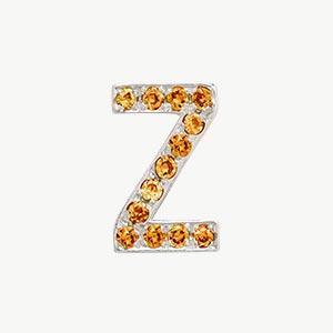 White Gold, Orange Sapphire Letter Bead - Image 54