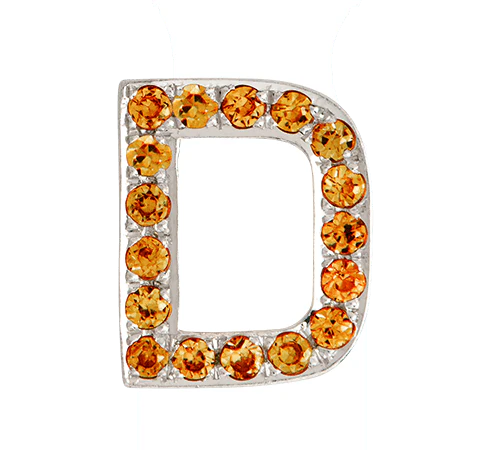 White Gold, Orange Sapphire Letter Bead - Image 6