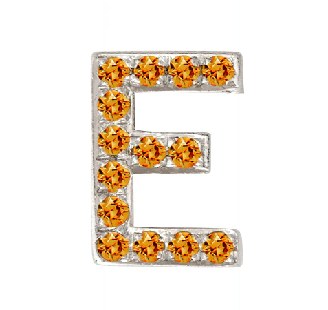 White Gold, Orange Sapphire Letter Bead - Image 7