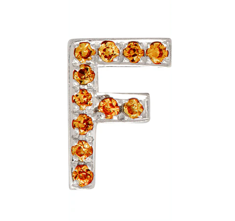 White Gold, Orange Sapphire Letter Bead - Image 8
