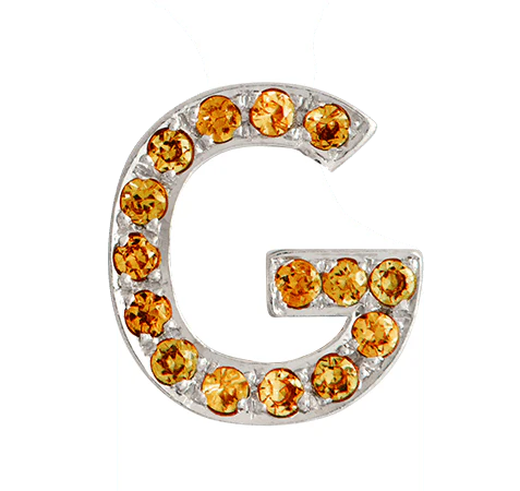 White Gold, Orange Sapphire Letter Bead - Image 9