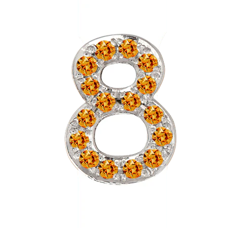 White Gold, Orange Sapphire Number Bead - Image 11