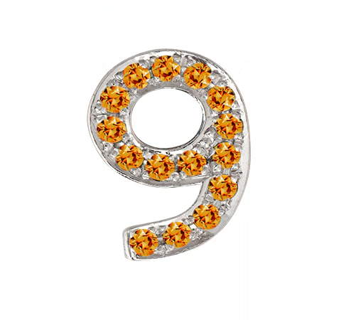 White Gold, Orange Sapphire Number Bead - Image 12