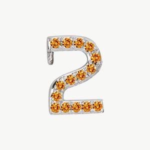 White Gold, Orange Sapphire Number Bead - Image 15