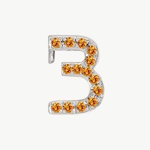 White Gold, Orange Sapphire Number Bead - Image 16