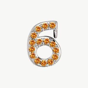 White Gold, Orange Sapphire Number Bead - Image 19