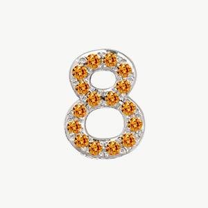 White Gold, Orange Sapphire Number Bead - Image 21