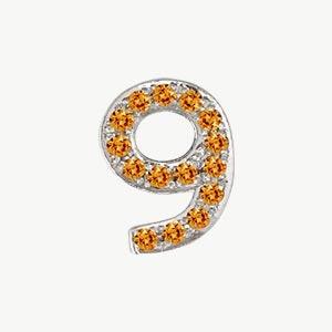 White Gold, Orange Sapphire Number Bead - Image 22